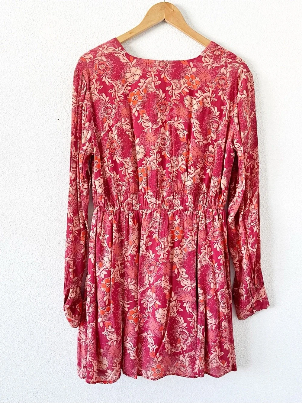 Free People Stealing Fire Boho V-Neck Tunic Long Sleeve Mini Dress